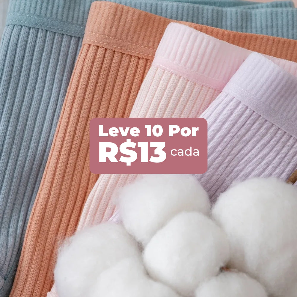 Kit 10 Calcinhas Cotton Fio - 100% Algodão